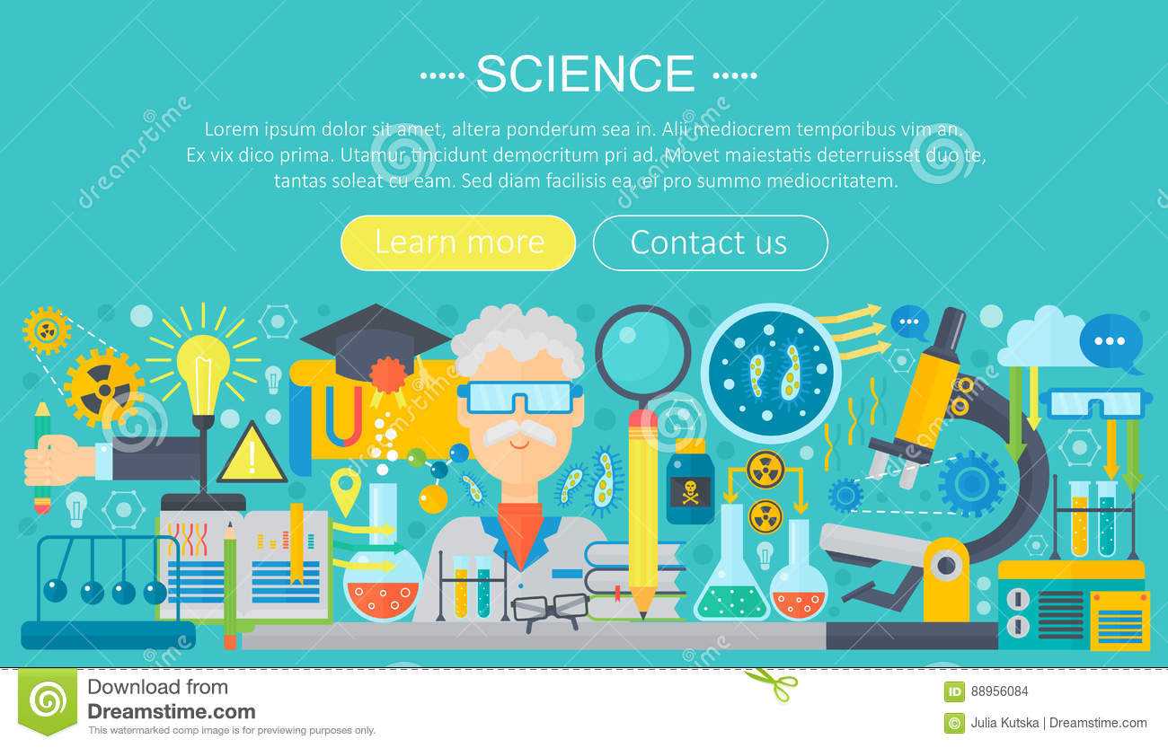 Flat Design Concept Of Science. Horizontal Banner With Pertaining To Science Fair Banner Template