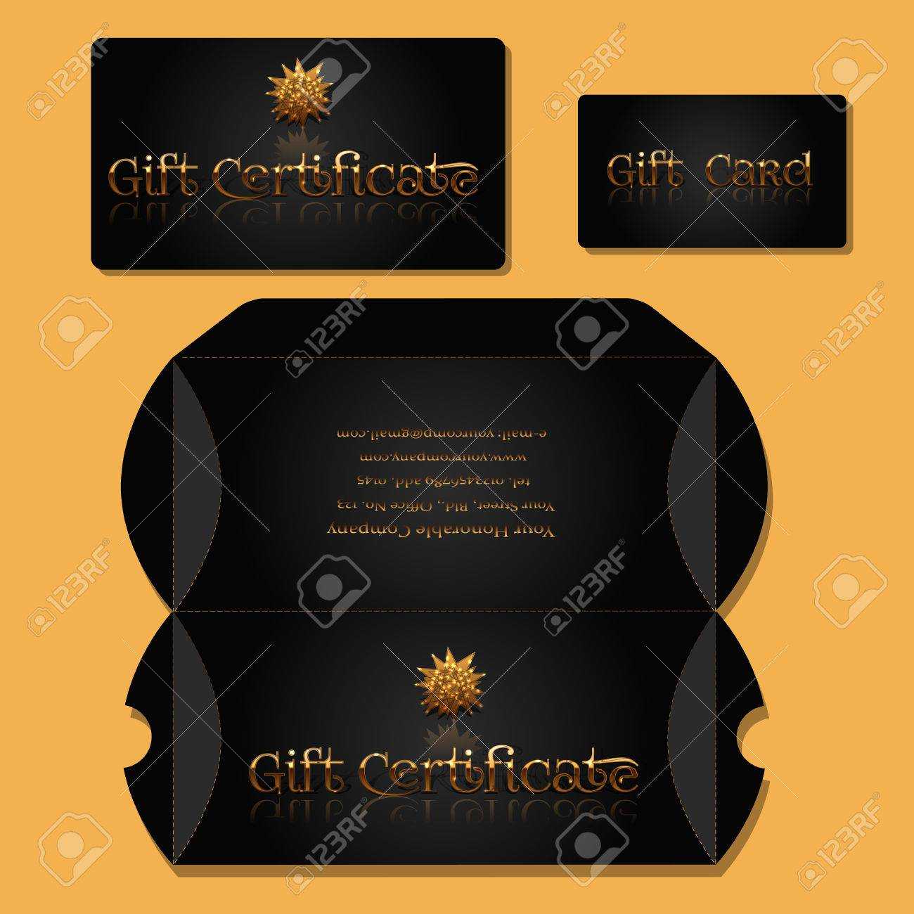 Flat Identity Mock Up Template Of Gift Certificate, Gift Card,.. With Regard To Mock Certificate Template