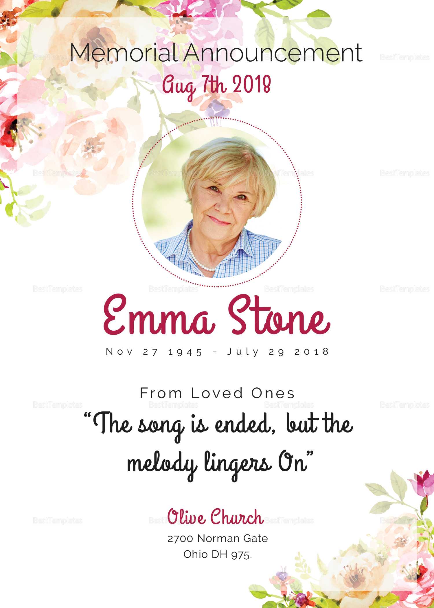 Floral Funeral Invitation Template For Funeral Invitation Card Template