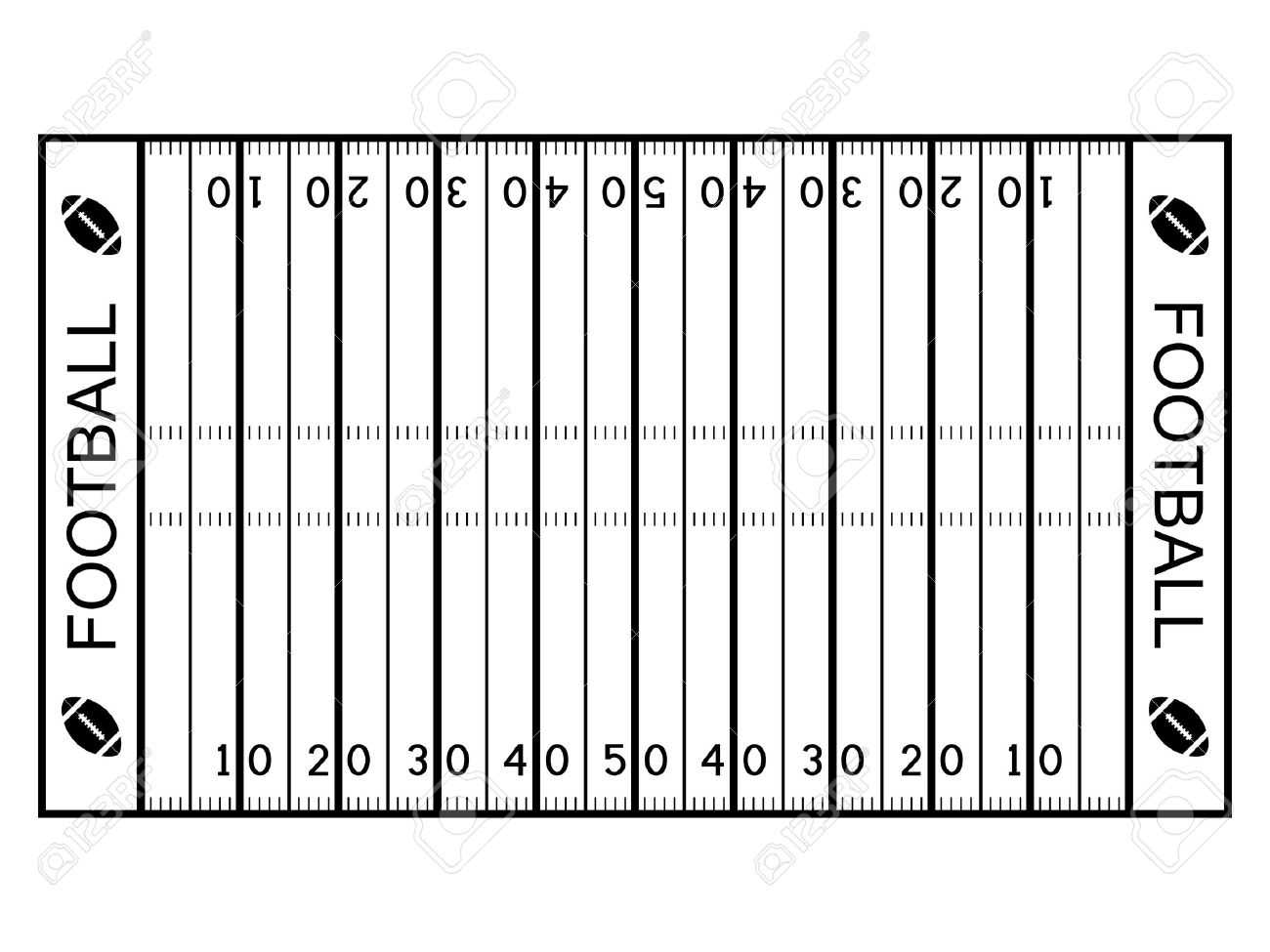 Football Field Clipart Black And White Intended For Blank Football Field Template