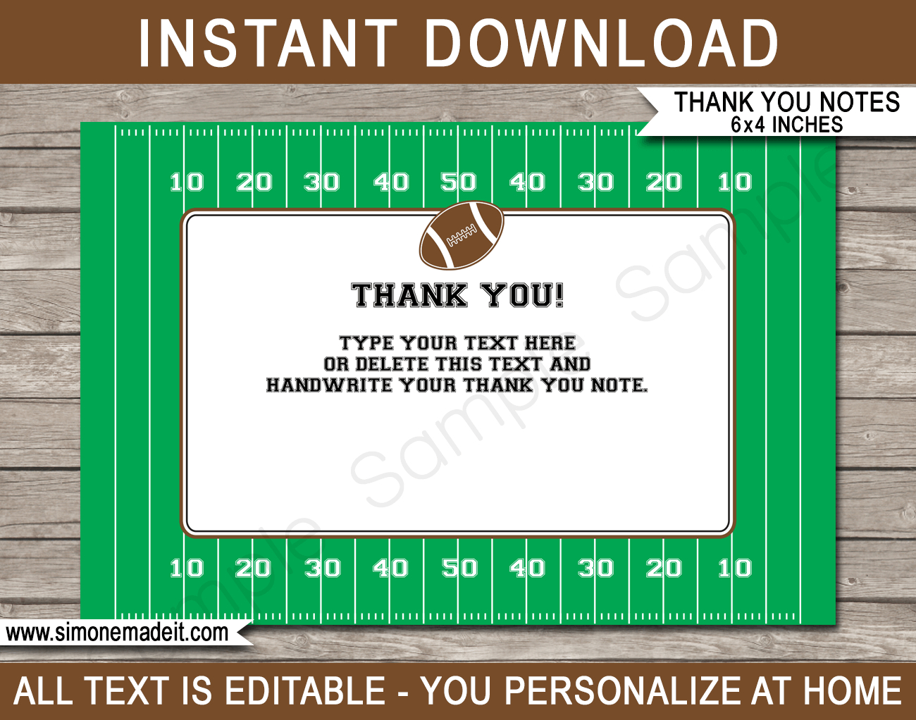 Football Thank You Notes - Zohre.horizonconsulting.co With Soccer Thank You Card Template