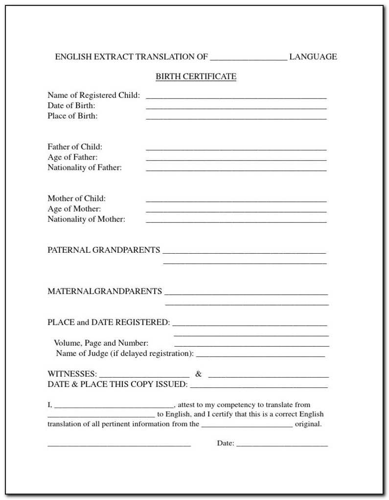 Form Birth Certificate Translation – Form : Resume Examples In Birth Certificate Translation Template Uscis