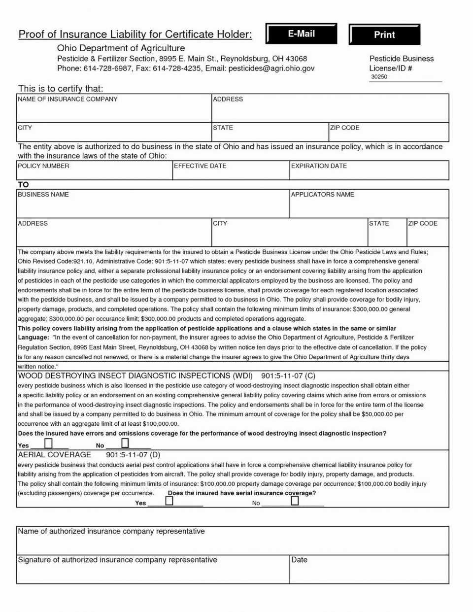 Form Example Certificate Of Insurance Request Template Within Certificate Of Insurance Template