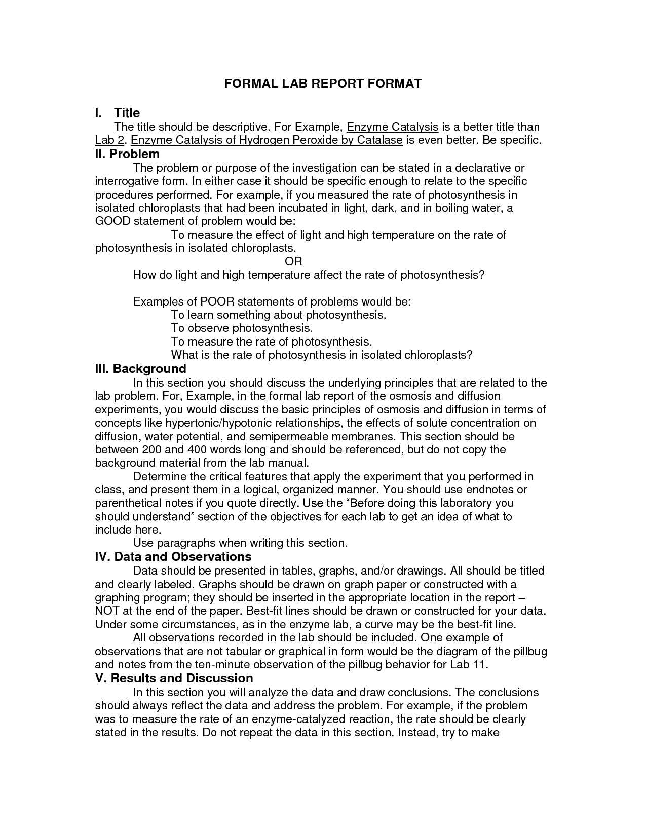 Formal Lab Report Example : Biological Science Picture Regarding Science Lab Report Template