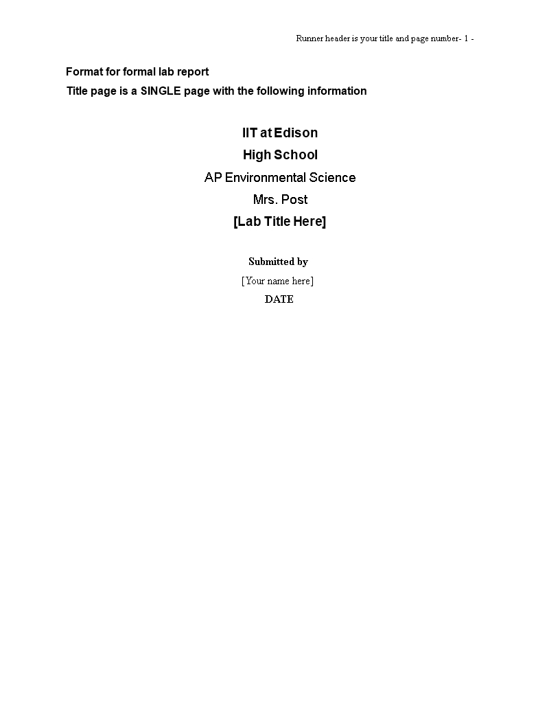 Formal Lab Report | Templates At Allbusinesstemplates With Regard To Formal Lab Report Template