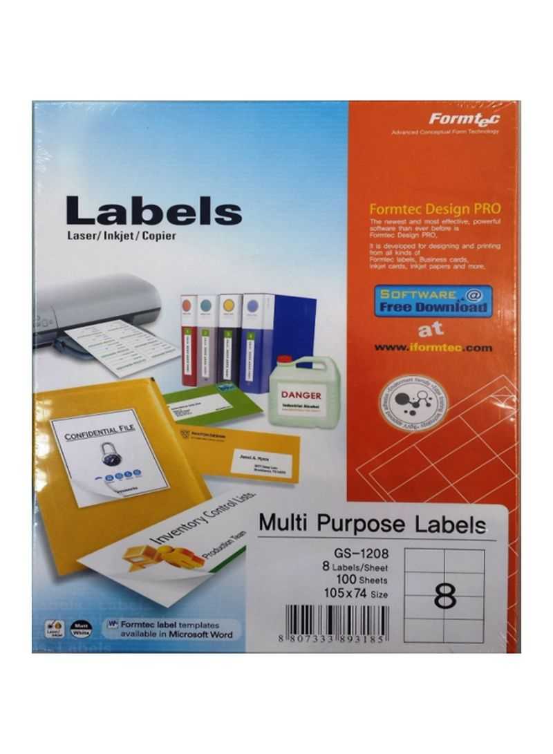 Formtec A4 Labels, 1 Lable Per Sheet – 100 Sheet Box Price Pertaining To Word Label Template 16 Per Sheet A4