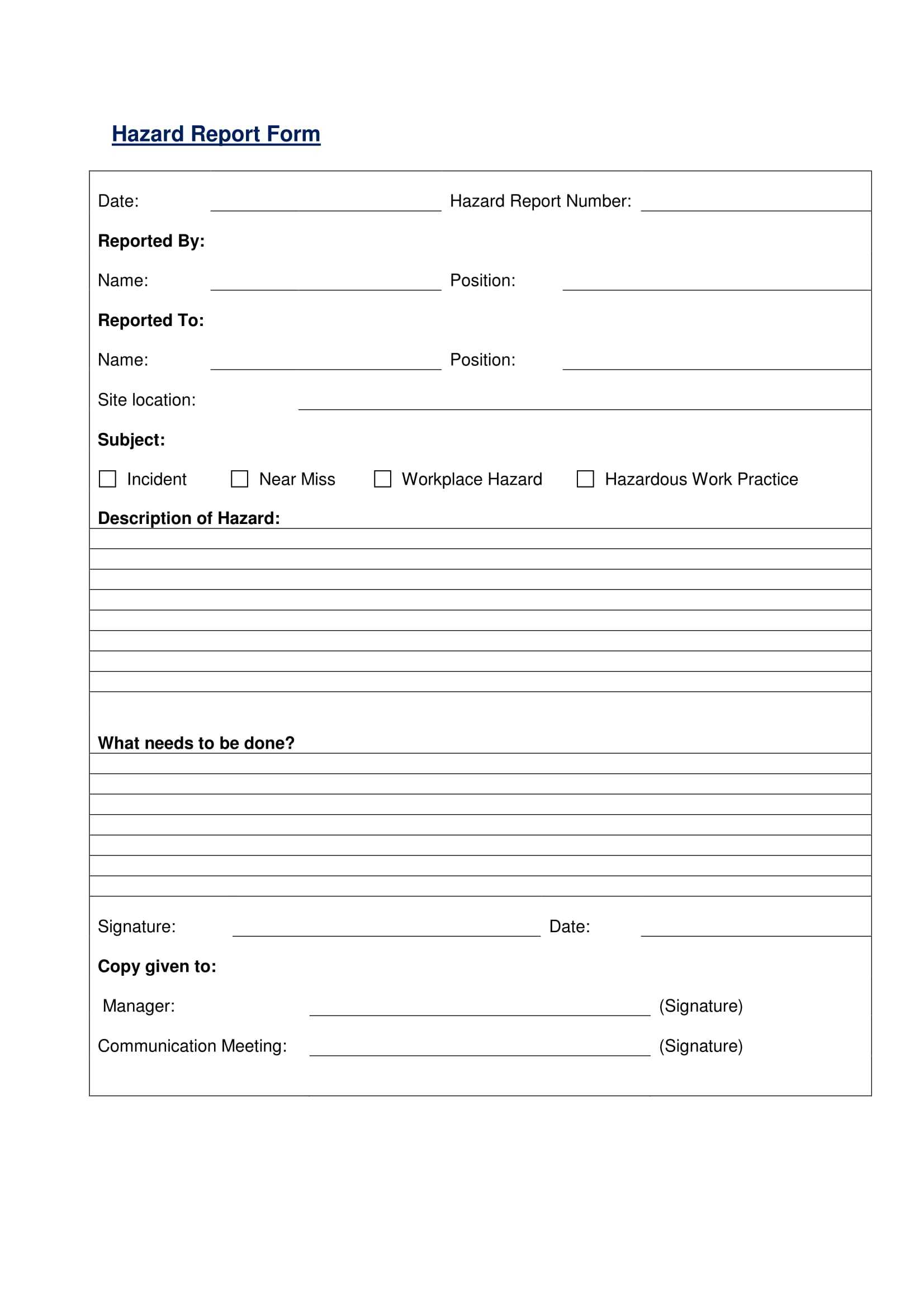 Free 13+ Hazard Report Forms In Ms Word | Pdf Regarding Hazard Incident Report Form Template