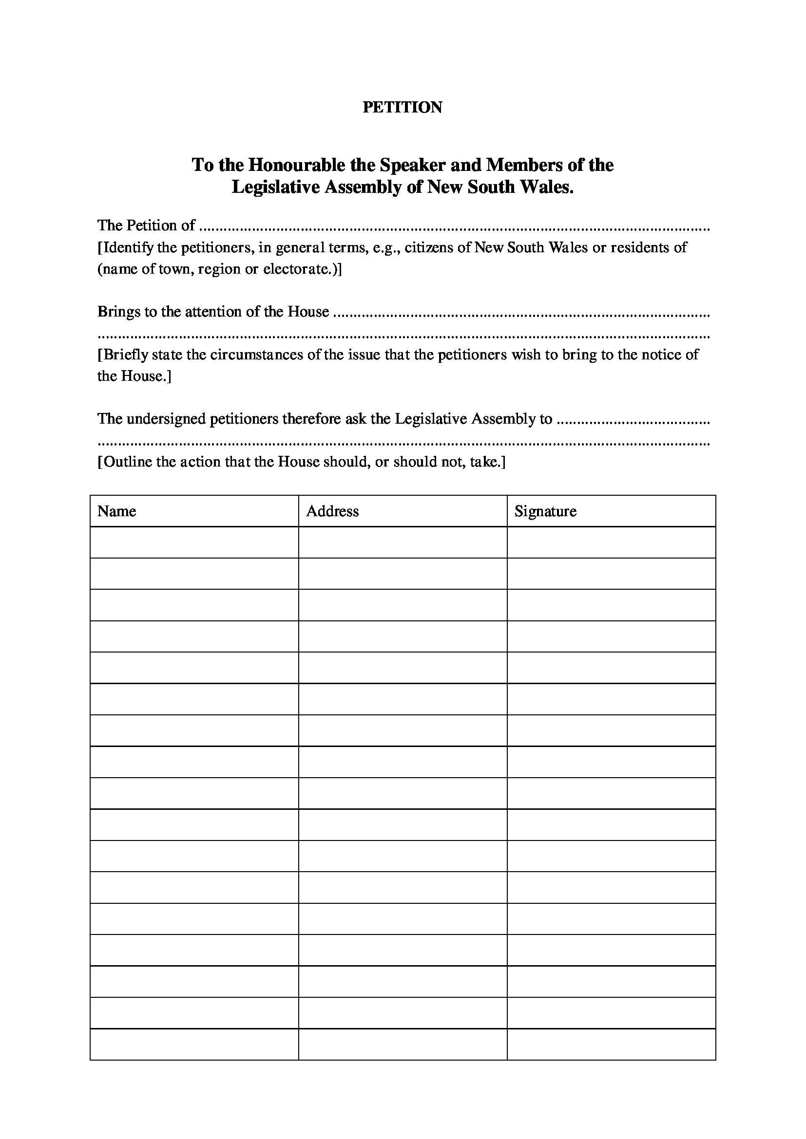 Free 14+ Legal Petition Forms In Pdf | Ms Word Pertaining To Blank Petition Template