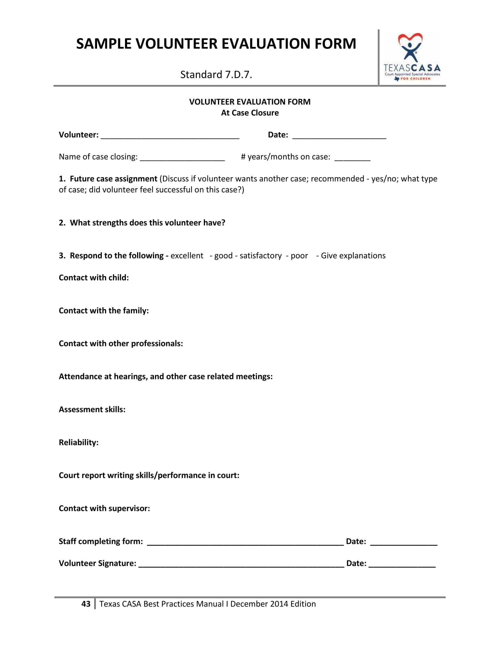 Free 14+ Volunteer Evaluation Forms In Pdf Throughout Blank Evaluation Form Template