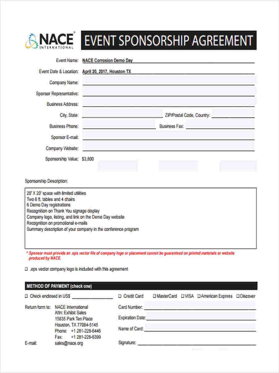 Free 6+ Sample Event Sponsorship Forms In Word | Pdf Pertaining To Sponsor Card Template