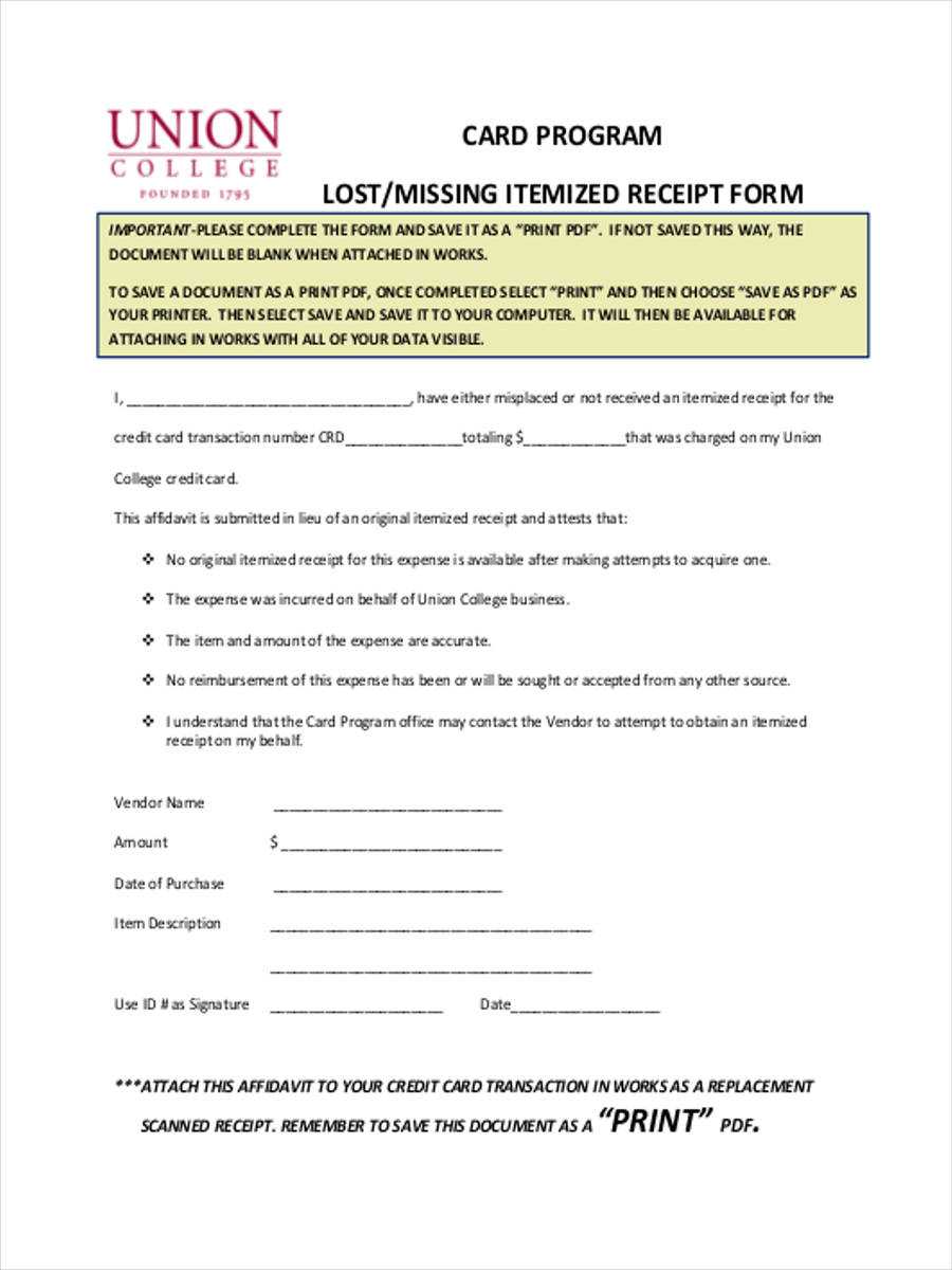 Free 7+ Lost Receipt Forms In Ms Word | Pdf Inside Credit Card Receipt Template