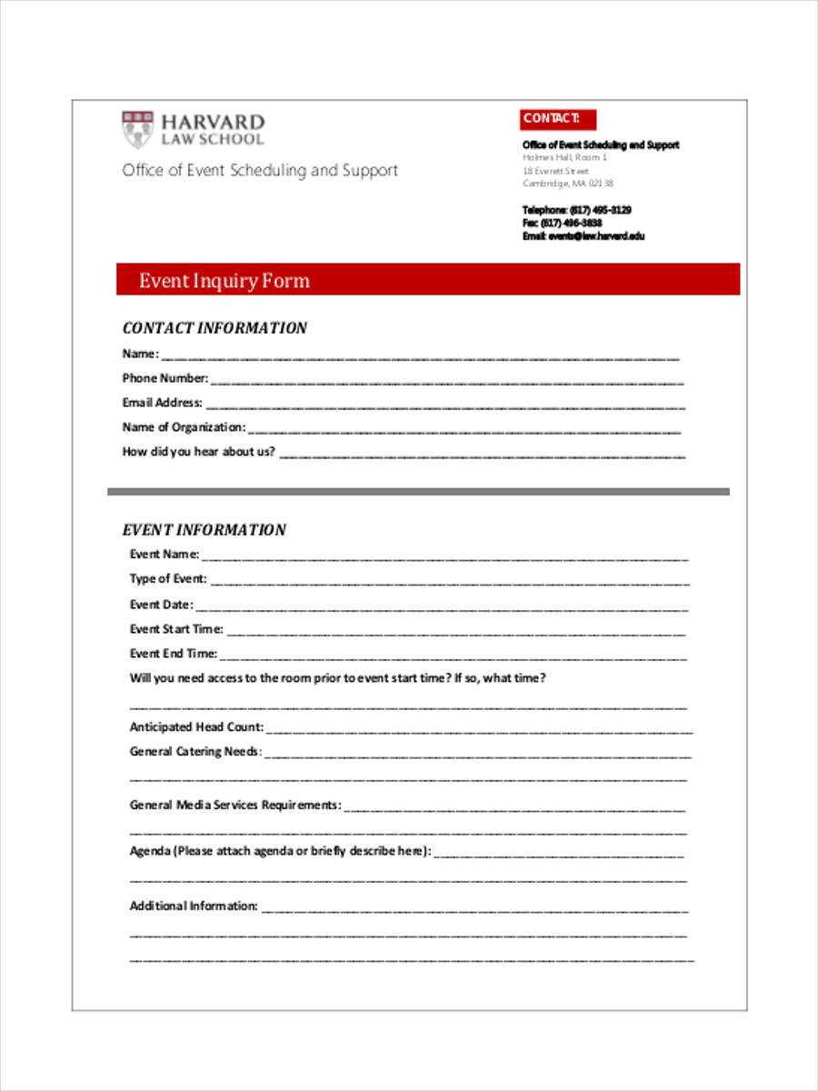 Free 7+ Sample Event Inquiry Forms In Word | Pdf With Enquiry Form Template Word