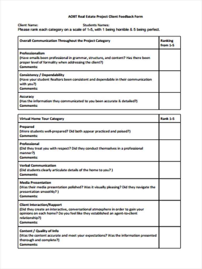 Student Feedback Form Template Word – Professional Template