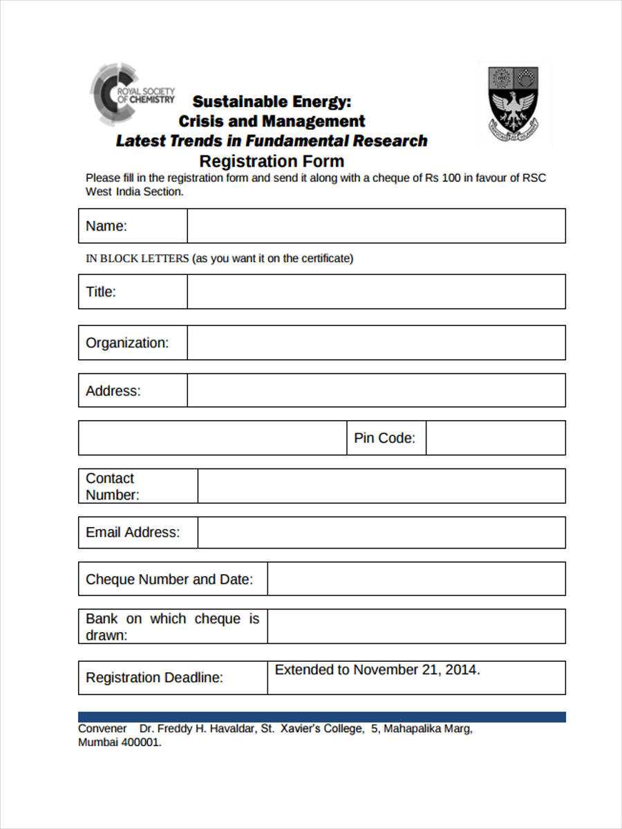 Free 9+ Workshop Registration Forms In Sample, Example, Format Pertaining To Seminar Registration Form Template Word