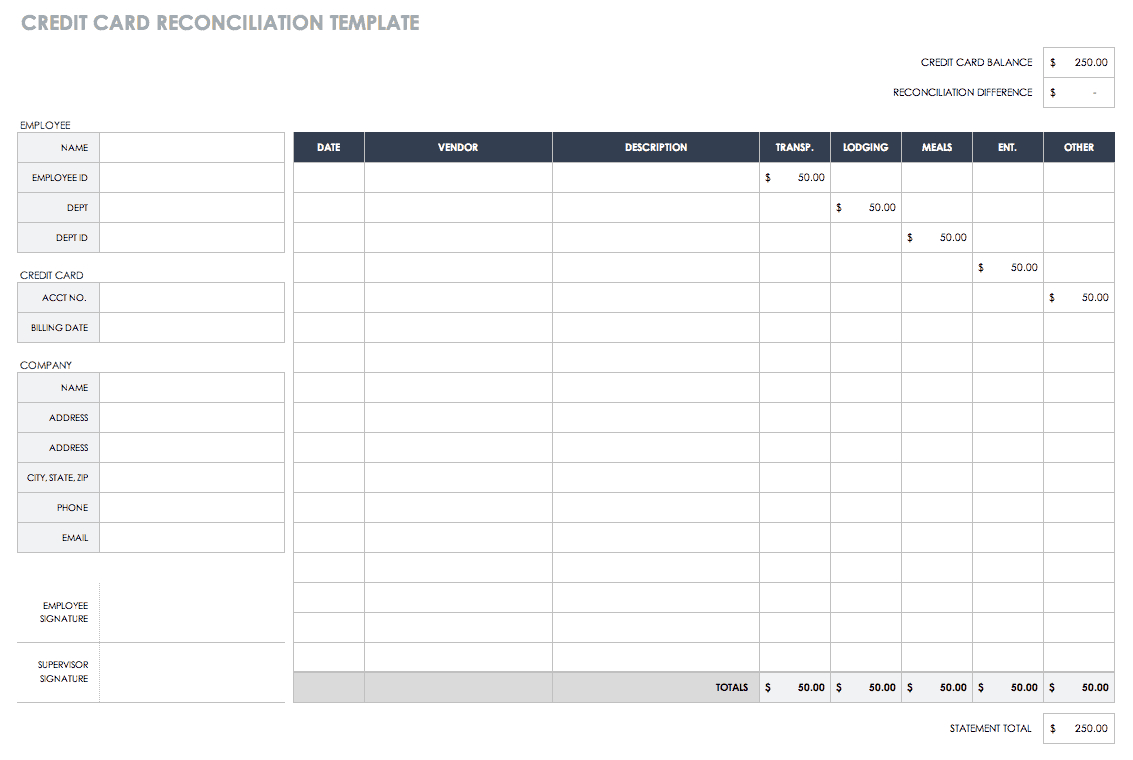 Free Account Reconciliation Templates | Smartsheet Regarding Credit Card Statement Template Excel