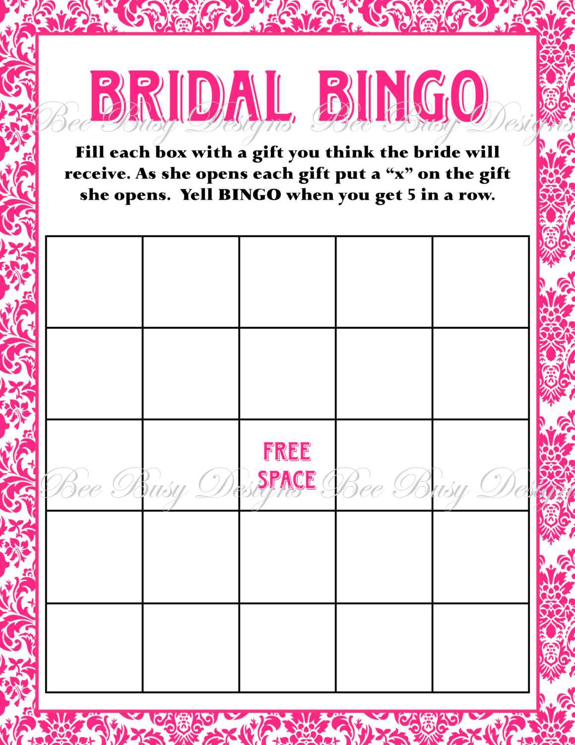 Free Bridal Bingo Template ] - Bridal Shower Bingo Template Inside Blank Bridal Shower Bingo Template