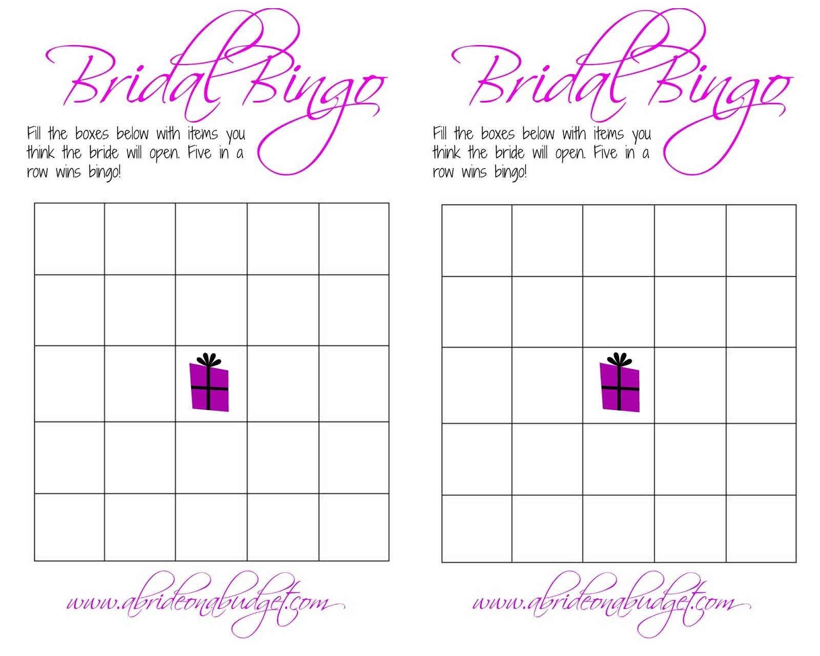 Free Bridal Bingo Template ] – Bridal Shower Bingo Template Intended For Blank Bridal Shower Bingo Template