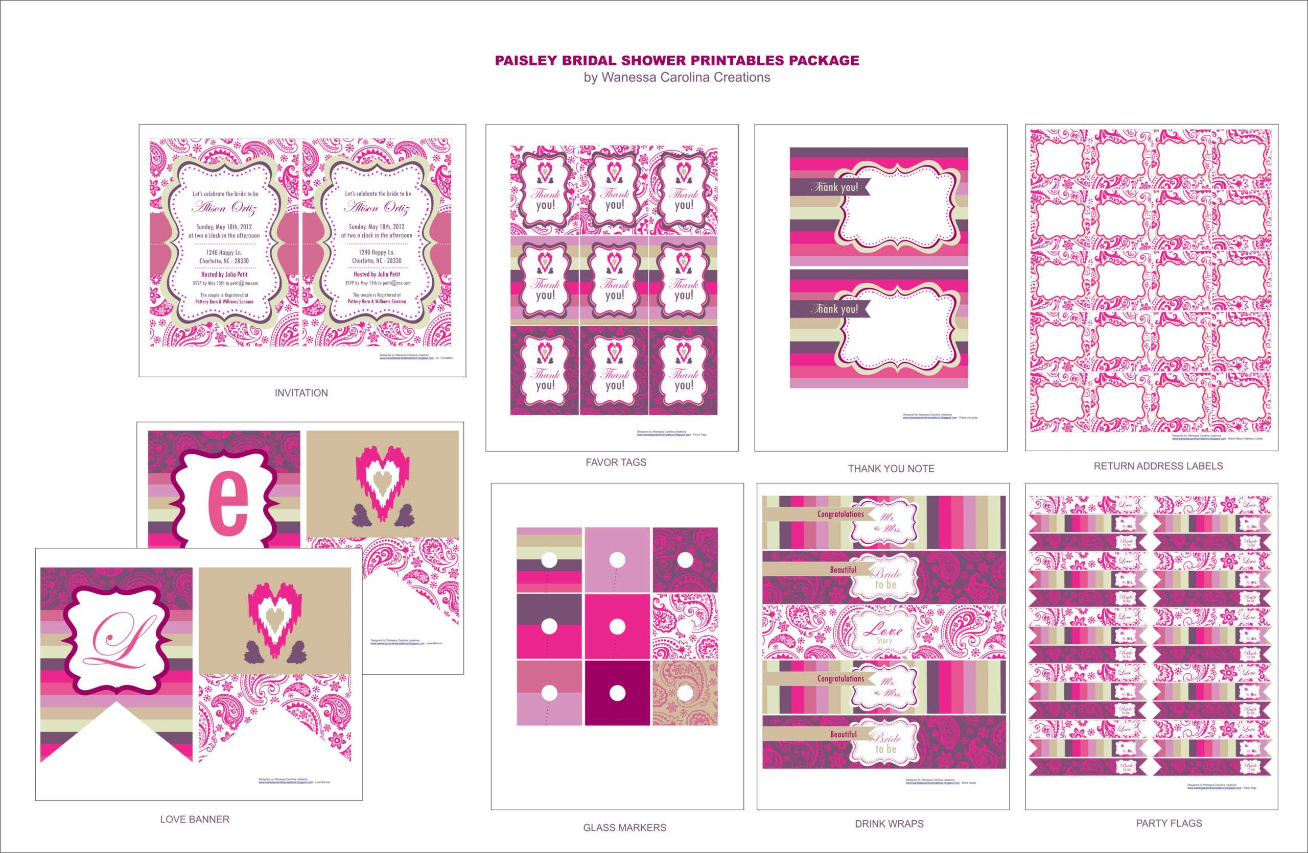 Free Bridal Shower Printables From Wanessa Carolina Throughout Free Bridal Shower Banner Template