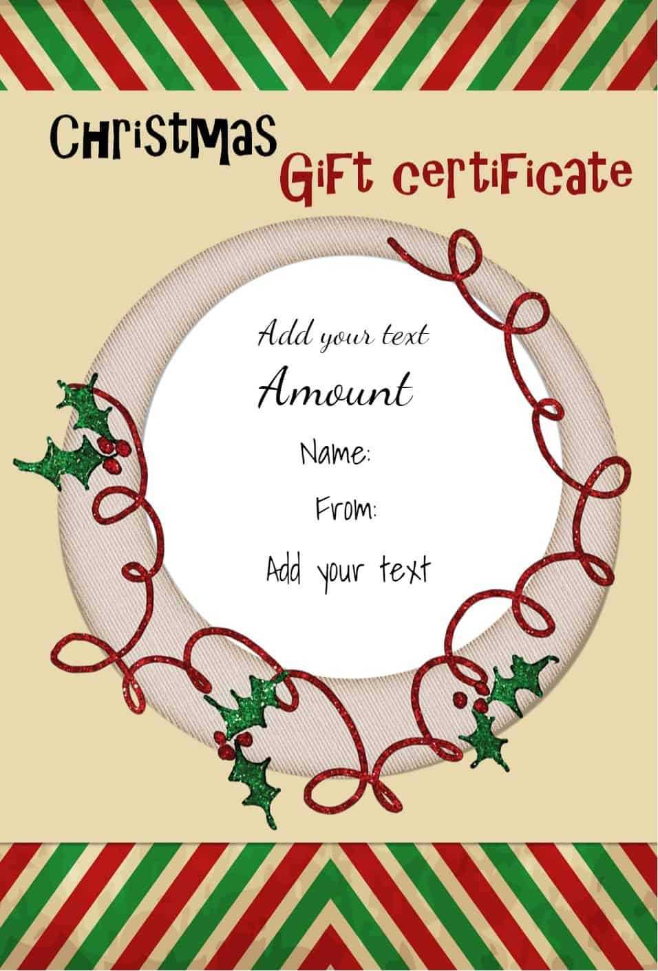 Free Christmas Gift Certificate Template | Customize Online With Christmas Gift Certificate Template Free Download