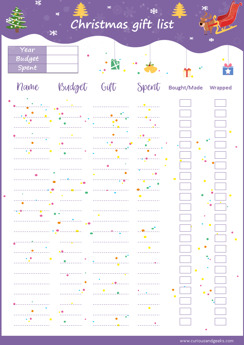 Free Christmas List Templates + An Excel Version – Curious With Christmas Card List Template