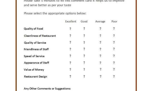 Free Comment Card Template - Mahre.horizonconsulting.co regarding Restaurant Comment Card Template
