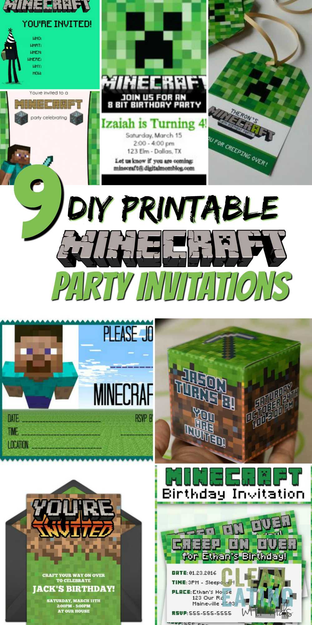 Free Diy Printable Minecraft Birthday Invitation – Clean Inside Minecraft Birthday Card Template