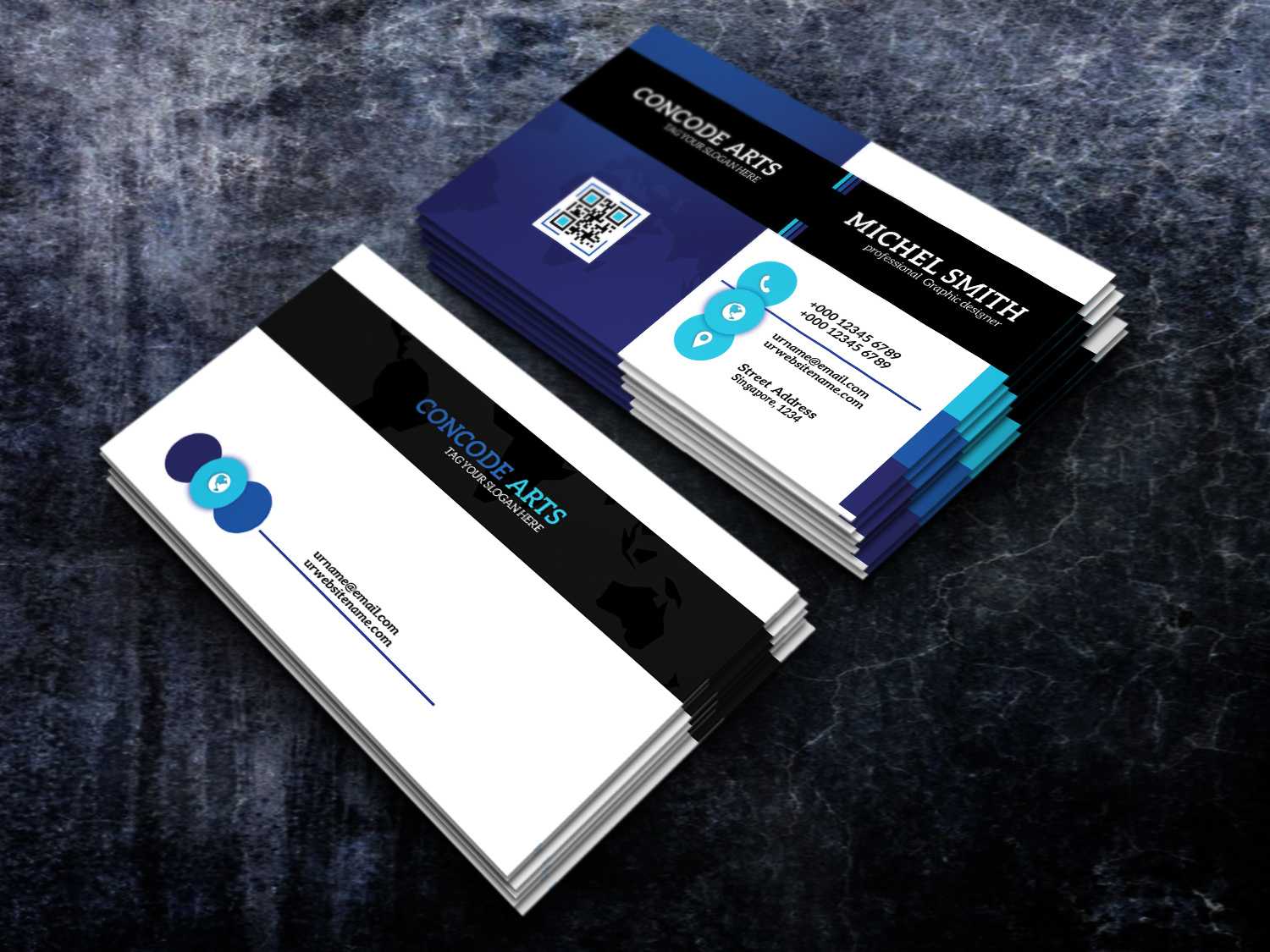 Free Download Blue Colour Creative Business Cards Vol 97 In Professional Business Card Templates Free Download