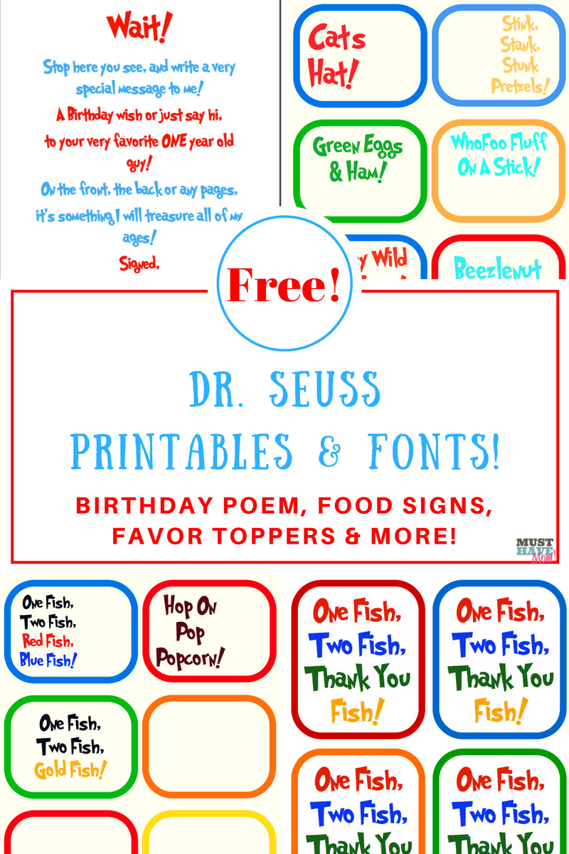 Free Dr. Seuss Printables & Fonts! Throughout Dr Seuss Birthday Card Template