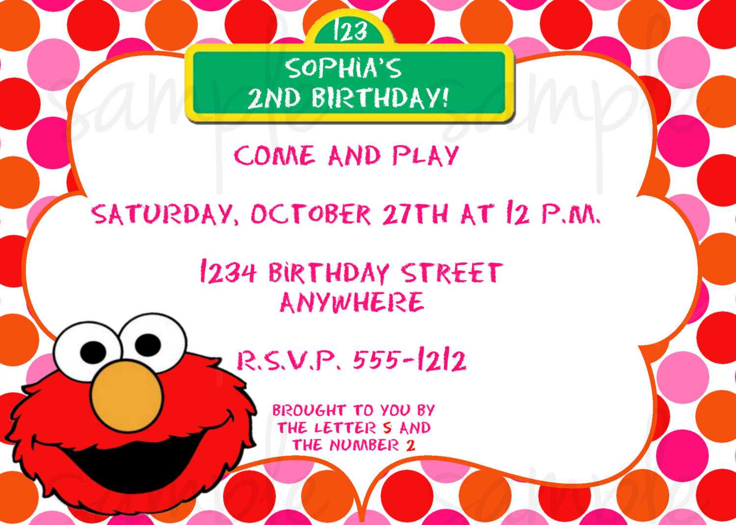 Free Elmo Invitation Template – Sas.kristinejaynephotography Regarding Elmo Birthday Card Template