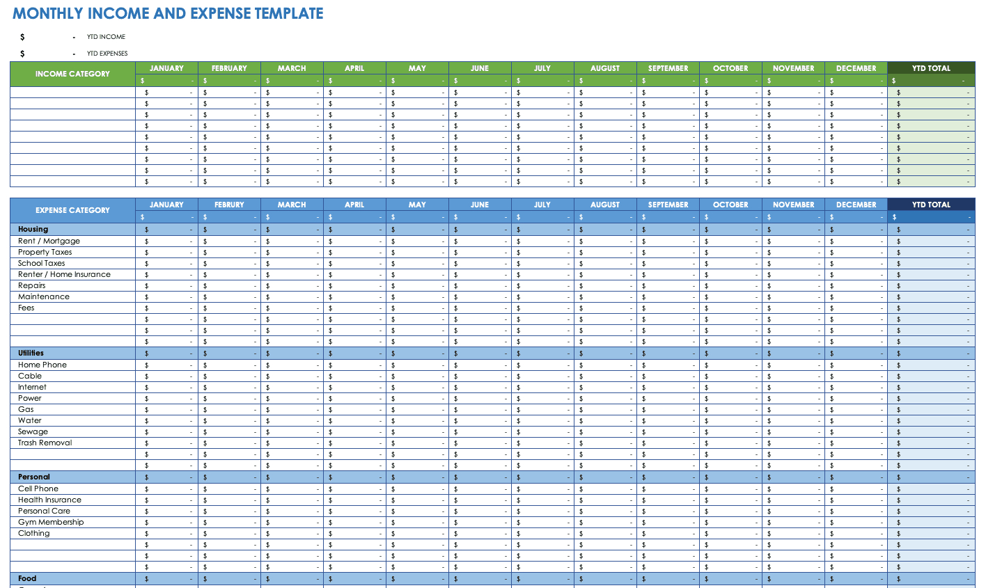 Free Expense Report Templates Smartsheet In Monthly Expense Report Template Excel