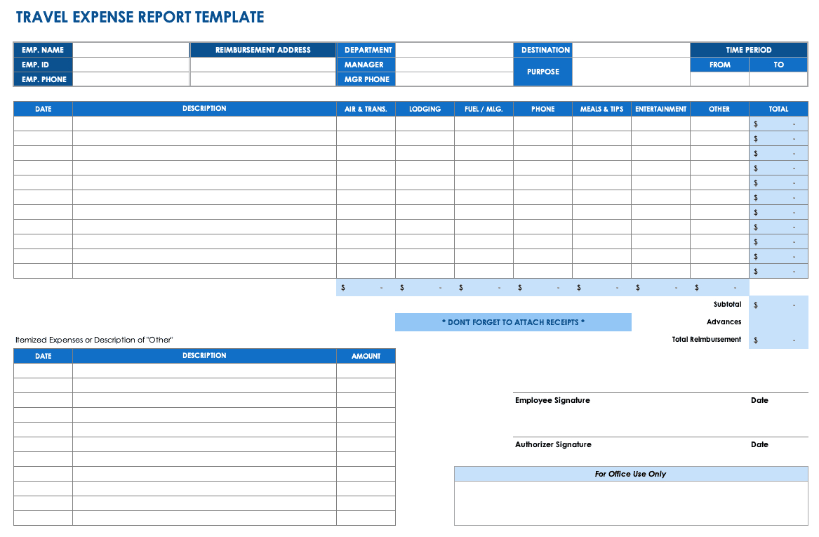 Free Expense Report Templates Smartsheet Pertaining To Daily Expense Report Template