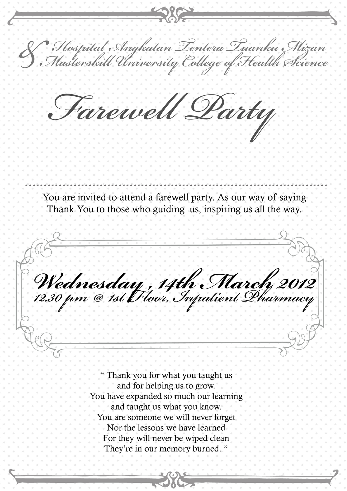 Free Farewell Invitation Templates Invitation Card Content Throughout Farewell Invitation Card Template