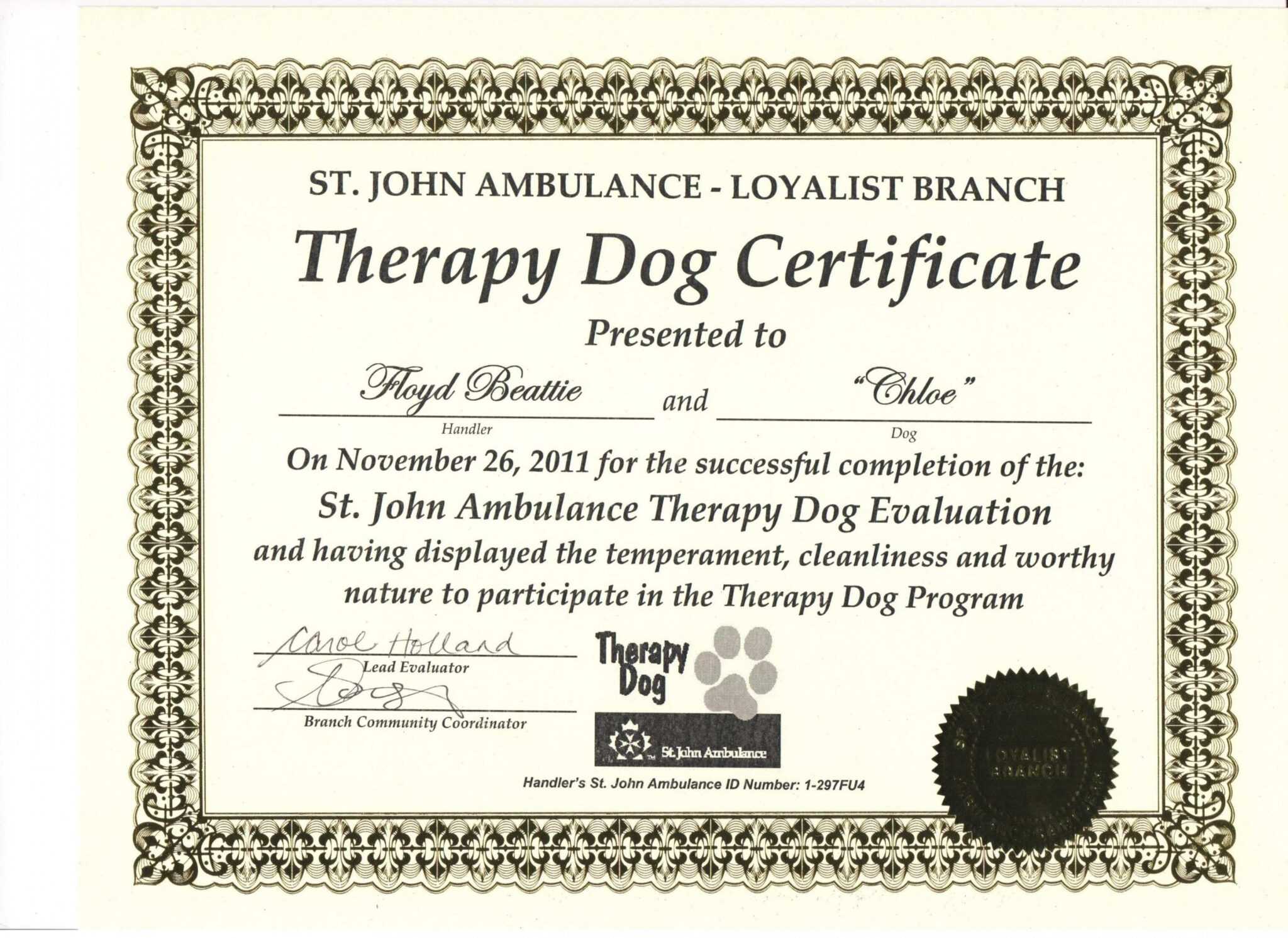 free service dog certification download