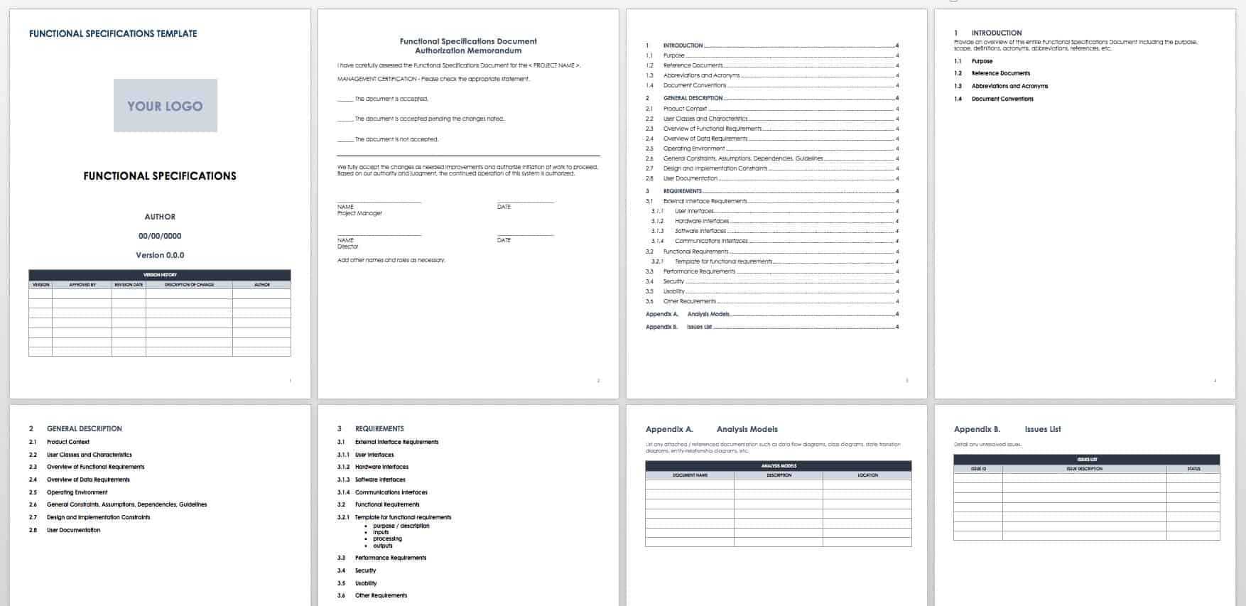 Free Functional Specification Templates | Smartsheet In Report Specification Template