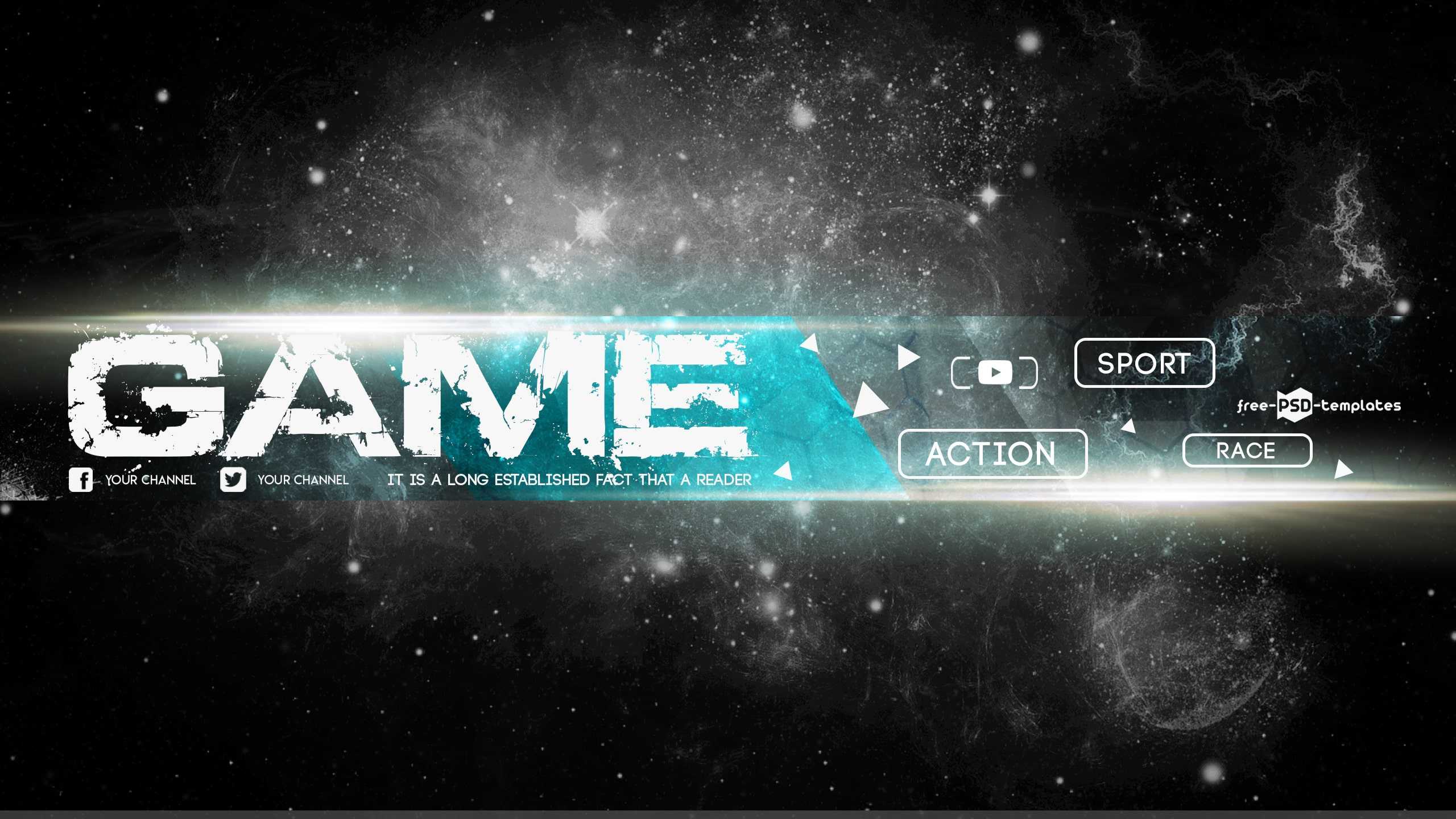 Free Game Youtube Banner Template – Free Psd Templates For Youtube Banners Template
