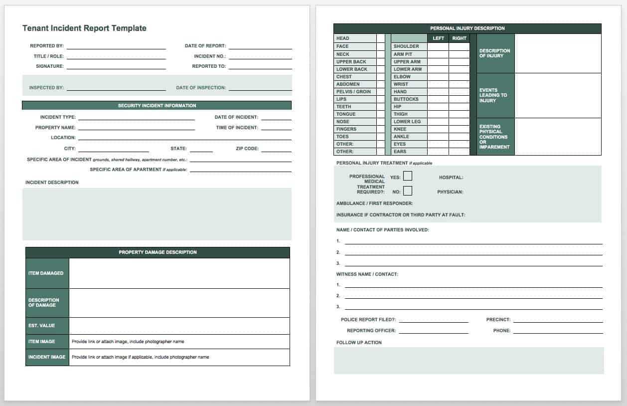 Free Incident Report Templates & Forms | Smartsheet In Incident Report Register Template