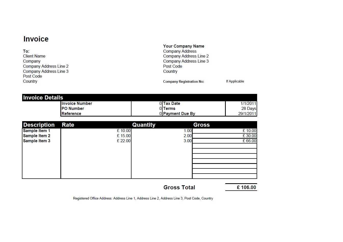 Free Invoice Templates For Word, Excel, Open Office Intended For Microsoft Office Word Invoice Template