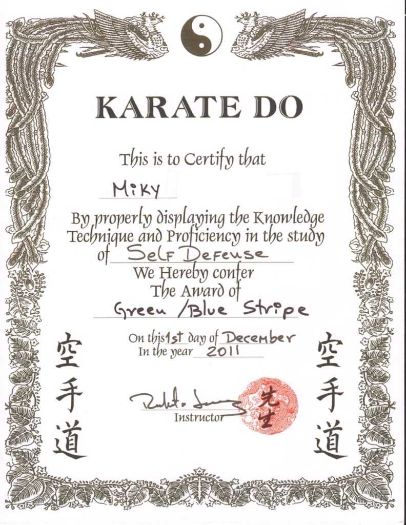 Free Karate Certificate Template | Certificatetemplatefree Within Free Art Certificate Templates