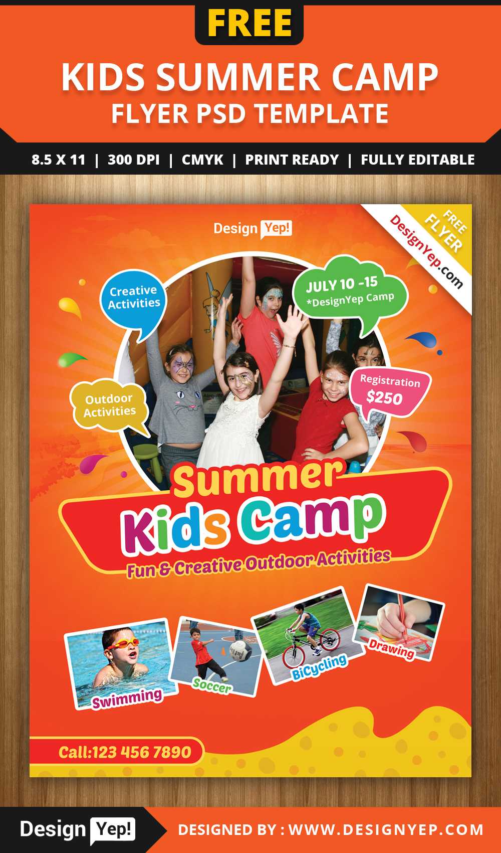 Free Kids Summer Camp Flyer Psd Template On Behance For Summer Camp Brochure Template Free Download