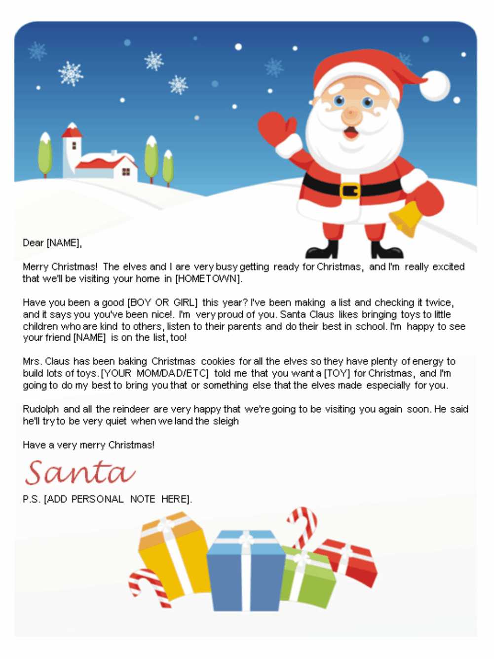 Free Letter From Santa Word Template – Zohre Throughout Santa Letter Template Word