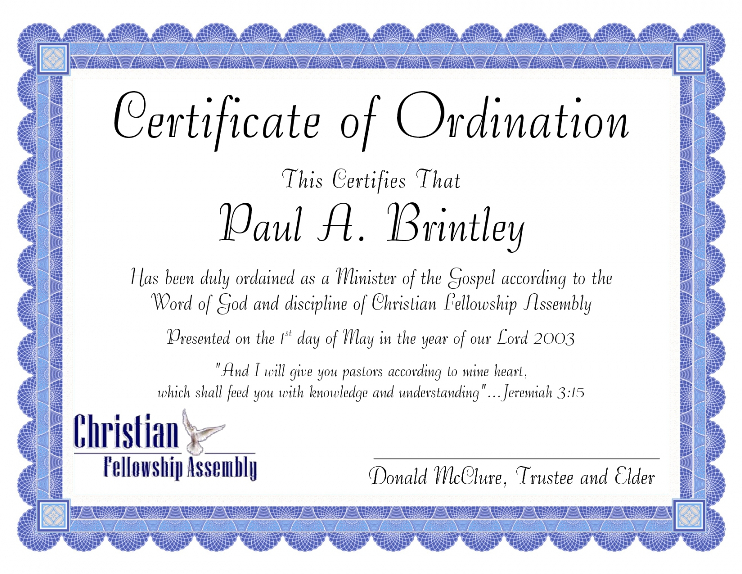 Free Minister Ordination Certificate Clean Best S Of For Free Ordination Certificate Template