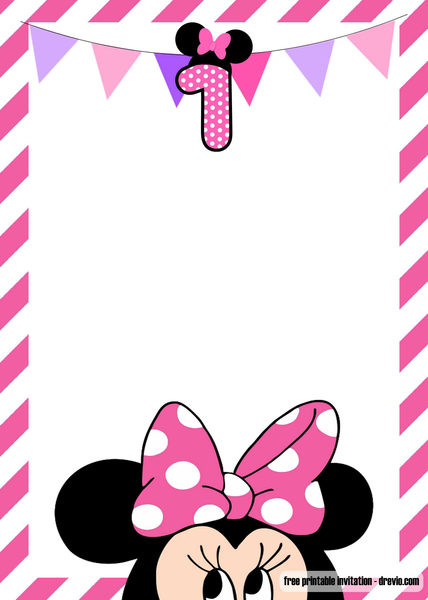 Free Minnie Mouse 1St Birthday Invitation Templates – Bagvania Throughout Minnie Mouse Card Templates