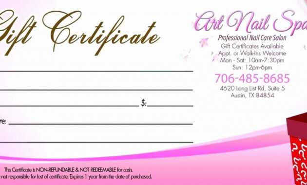 Free Nail Salon A Street Design For Template Nail Salon Gift with regard to Nail Gift Certificate Template Free