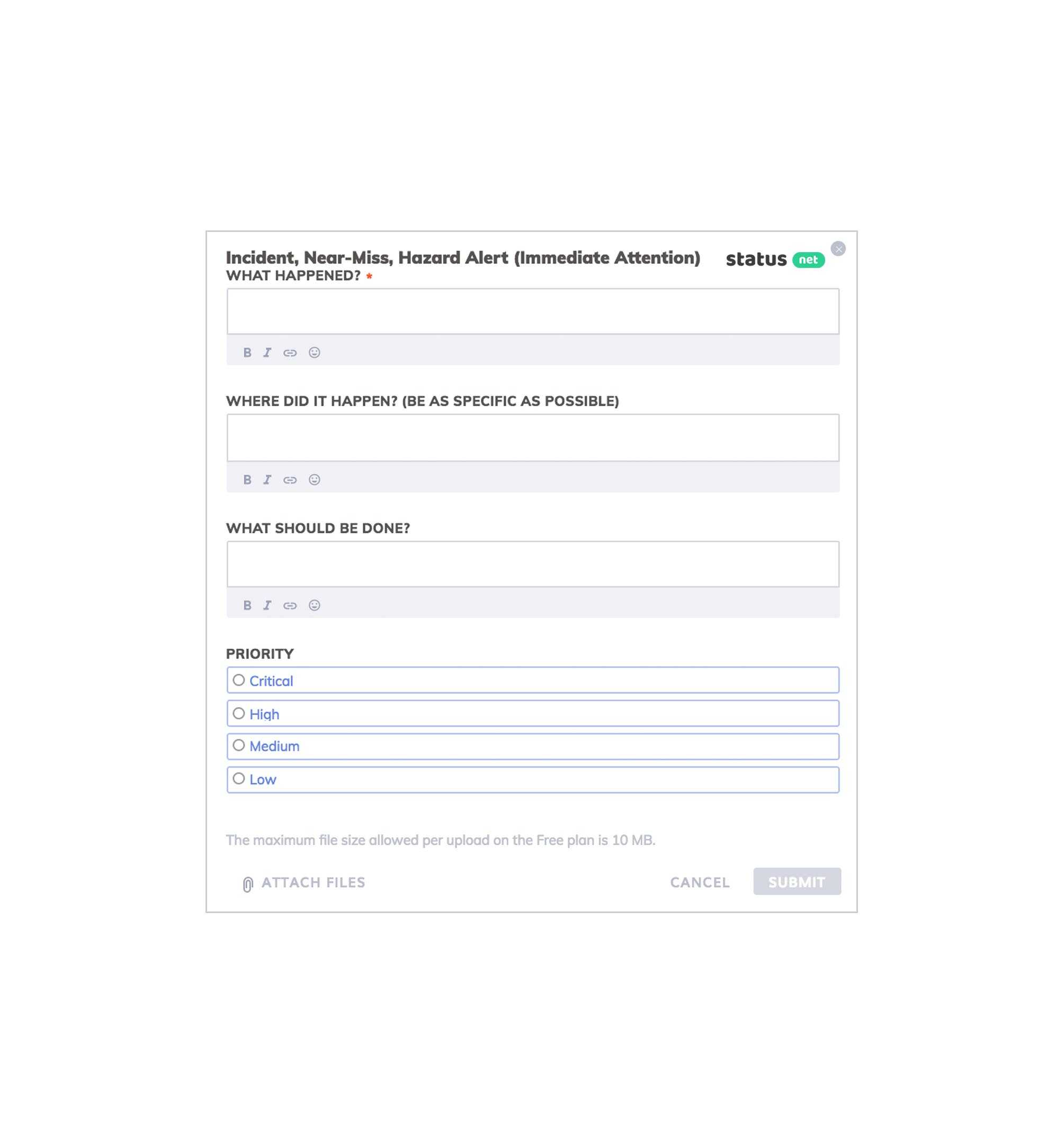 Free Near Miss Reporting Software: Status Inside Near Miss Incident Report Template