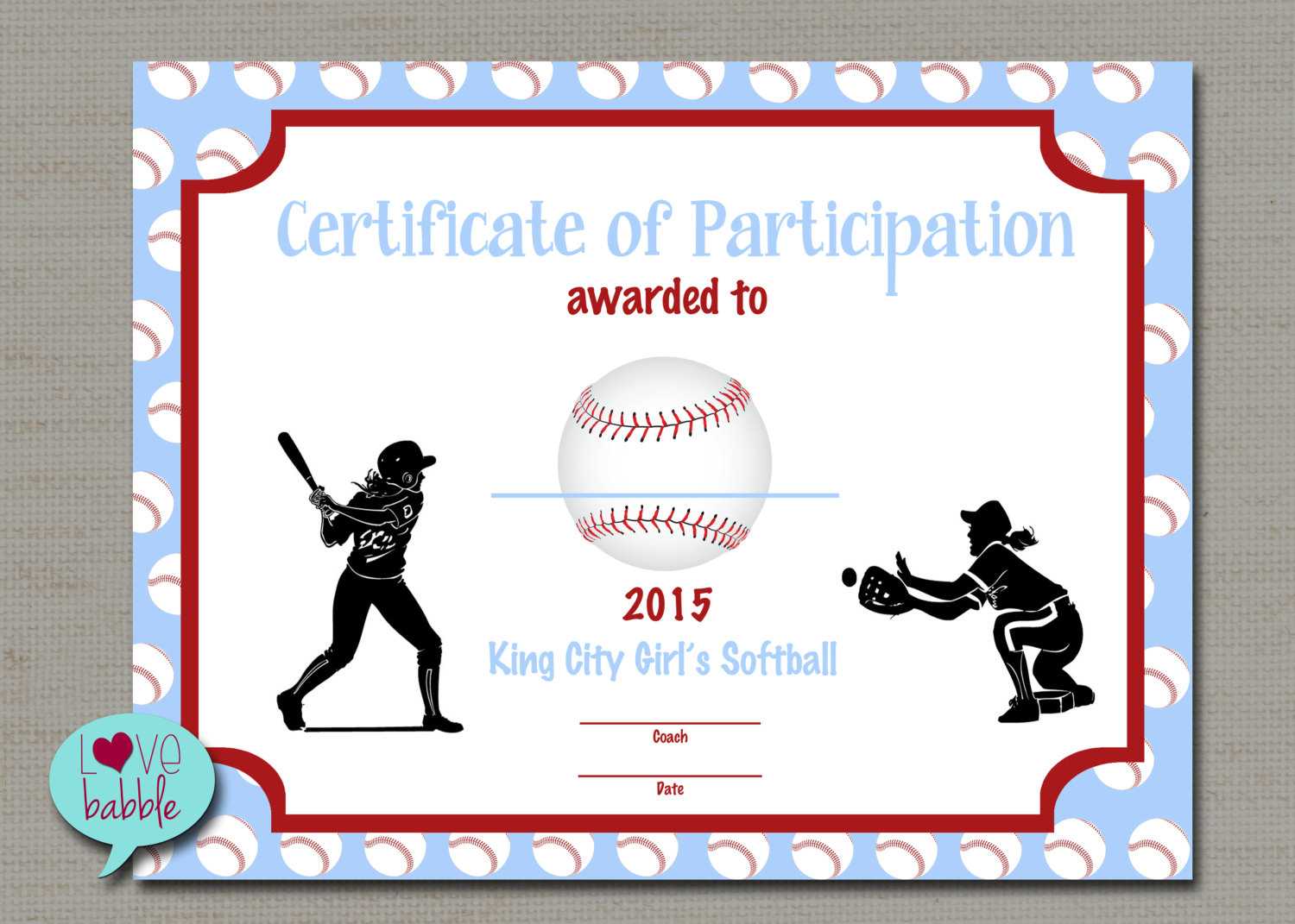 Free Printable Baseball Award Certificates Templates For Softball Award Certificate Template