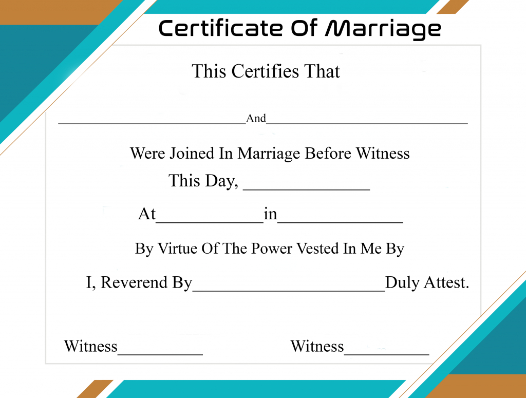 Free Printable Certificate Of Marriage Template In Blank Marriage Certificate Template