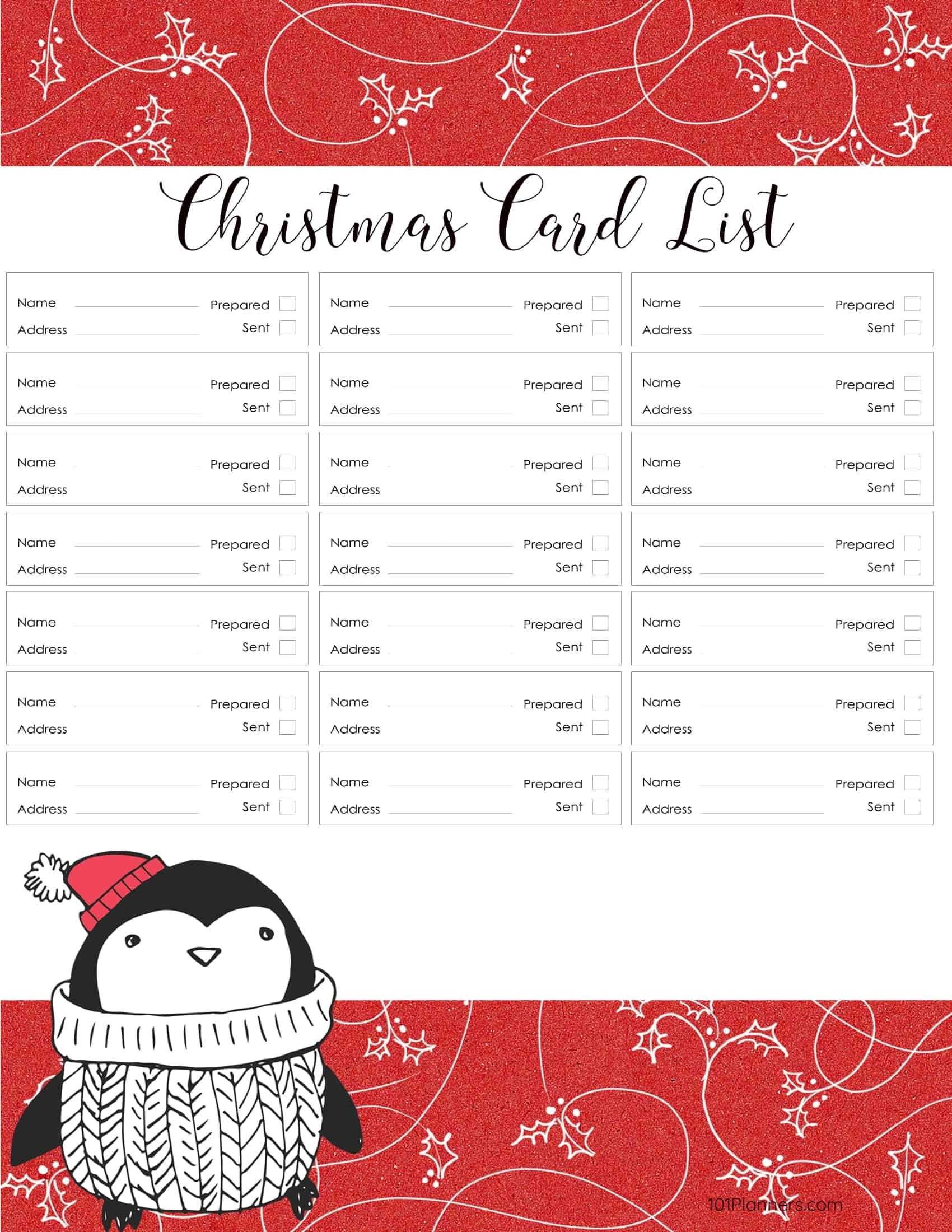 Free Printable Christmas Gift List Template Regarding Christmas Card List Template