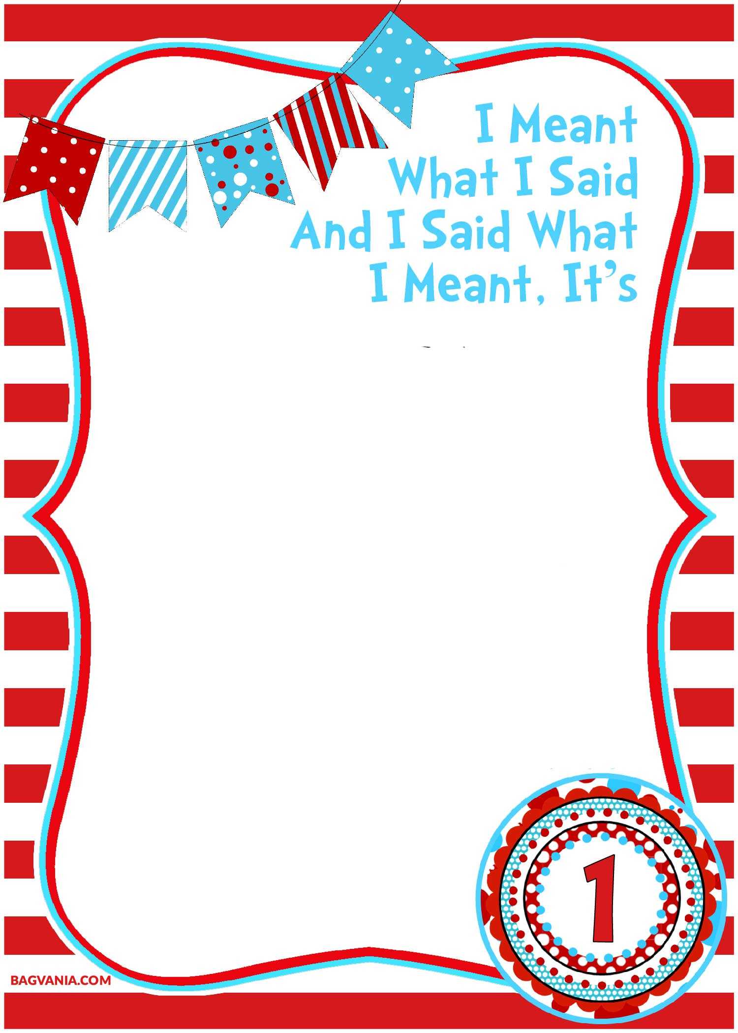 Free Printable Dr.seuss – Cat In The Hat Invitation Template Inside Blank Cat In The Hat Template