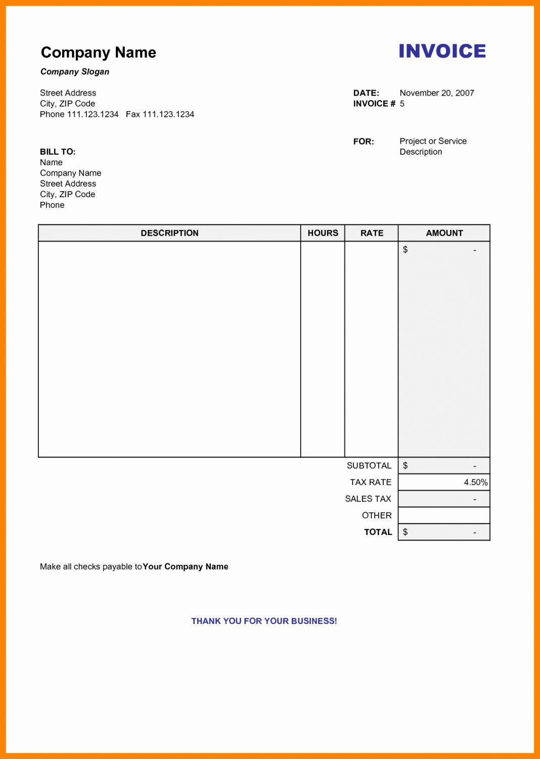 Free Printable Invoice Templates Examples Pdf Download Excel Pertaining To Free Printable Invoice Template Microsoft Word