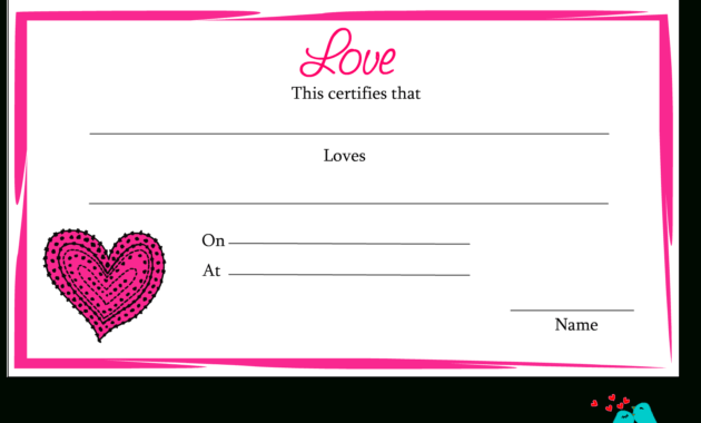 Free Printable Love Certificates in Love Certificate Templates